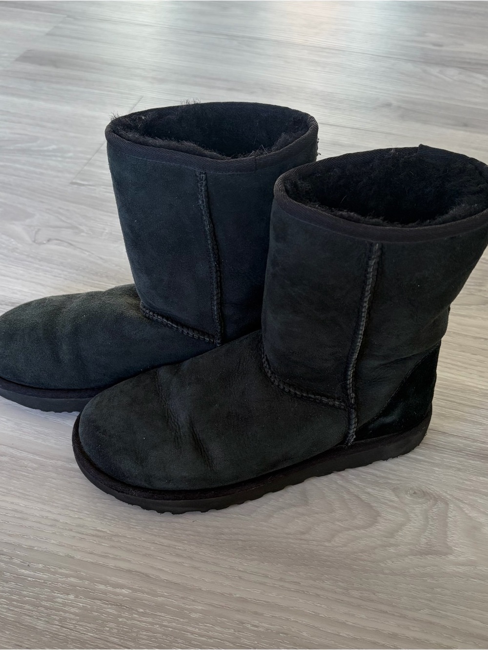 UGG Women's Black Short Suede Shearling Boots